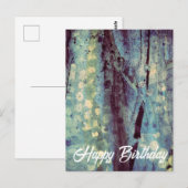 ハッピー ブルー アブストラクト ミックスメディア ハッピーバースデー ポストカード (正面/裏面)