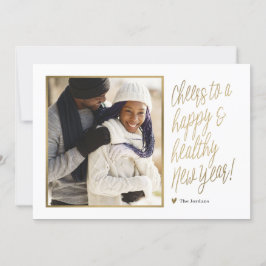 ハッピー&ヘルシーな新年の写真カード シーズンカード