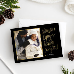 ハッピー＆ヘルシーな新年の写真カード シーズンカード