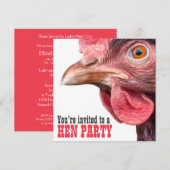 ハッピー・ヘン・ナイト・レディース・バチェロレッテ・パーティー・ビッグ・チキン 招待状 (正面/裏面)