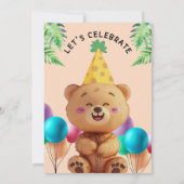 ハッピー・ベア・バルーン 誕生日パーティー 招待状 (裏面)