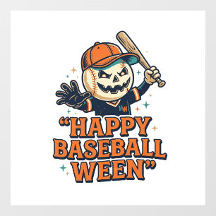 ハッピー・ベースボール・ウィーン ビンテージ・ハロウィン・野球デザイン ウィンドウサイン