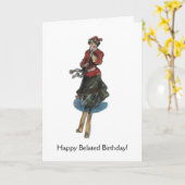 ハッピー・ベールト・誕生日・フォー・ア・ウーマン・スキーヤー、ヴィンテージ カード (黄色い花)