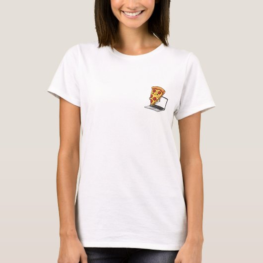 ハッピー ペパロニ ピザ スライス サーフィン Tシャツ (正面)