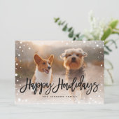 ハッピー ホリデイズ スノー | ペットのクリスマス写真 シーズンカード (スタンド正面)