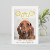 ハッピー ホリデイズ 現代的なシンプルな犬の写真 箔シーズンカード (立ち正面)