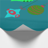 ハッピー ホリデーとハンギング オーナメント パープル バナー ラッピングペーパー (角)