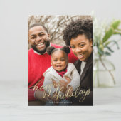 ハッピー ホリデーズ ゴールド シンプル フォト ホリデー カード (スタンド正面)