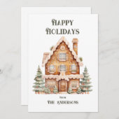 ハッピー ホリデーズ 水彩 ハウス オーダーメイド シーズンカード (正面/裏面)