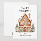 ハッピー ホリデーズ 水彩 ハウス パーソナライズ シーズンカード (正面/裏面)