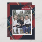 ハッピー ホリデーズ 赤いチェック柄 クリスマス カスタム フォト (正面/裏面)