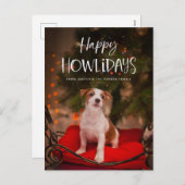 ハッピー ホリデー | かわいいペットの犬のクリスマス写真 シーズンポストカード (正面/裏面)