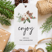 ハッピー ホリデー ウィンター フラワー | クリスマス ギフト タグ