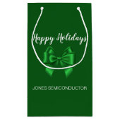 ハッピー ホリデー エレガント グリーン スモールペーパーバッグ (裏面)