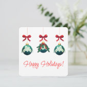 ハッピー ホリデー グリーン オーナメント トリオ シーズンカード (スタンド正面)