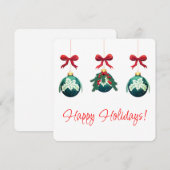 ハッピー ホリデー グリーン オーナメント トリオ シーズンカード (正面/裏面)
