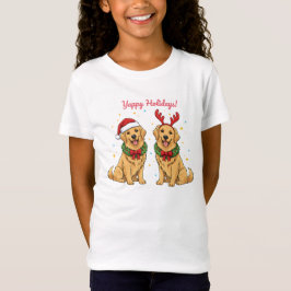 ハッピー・ホリデー・ゴールデンレトリバーTシャツ クリスマス Tシャツ