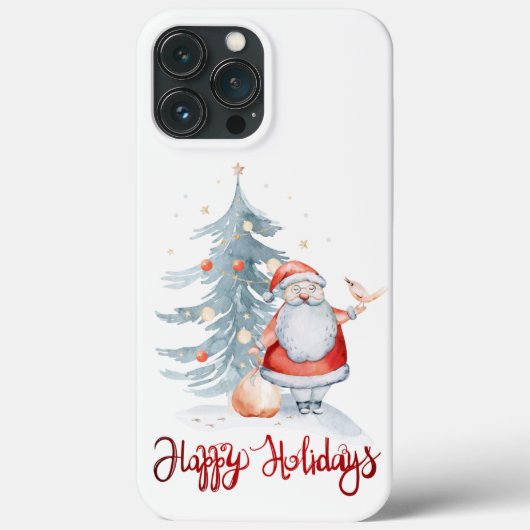 ハッピー・ホリデー、サンタクロース・モミの木 Case-Mate iPhoneケース (裏面)
