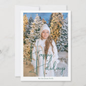 ハッピー ホリデー シグネチャー スクリプト フォト モダン シーズンカード (正面)