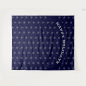 ハッピー ホリデー | シルバースター | 青い背景 タペストリー (正面(横))