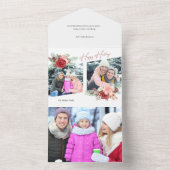 ハッピー ホリデー スクリプト フラワーディアゴナル 2 枚の写真 オールインワン招待状 (内側)