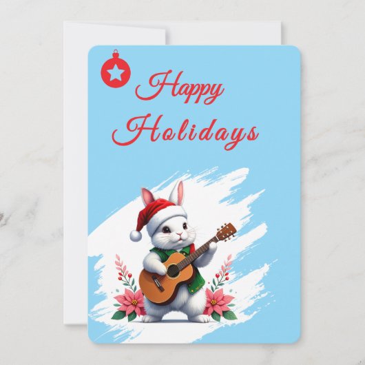 ハッピー ホリデー バニー フラット ホリデー カード (正面)
