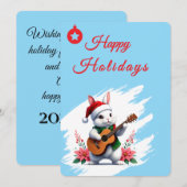 ハッピー ホリデー バニー フラット ホリデー カード (正面/裏面)