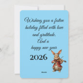 ハッピー ホリデー バニー フラット ホリデー カード (裏面)