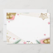 ハッピー ホリデー ピンクとゴールド フォト & オリジナル テキスト シーズンカード (裏面)