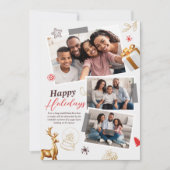 ハッピー ホリデー ファミリー 3 ショット コラージュ カード (正面)