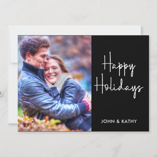 ハッピー ホリデー | ブラック フォト カード (正面)