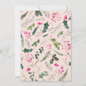 ハッピー ホリデー ブラッシュ ピンク グリーン アーチ 1 枚の写真 シーズンカード (裏面)