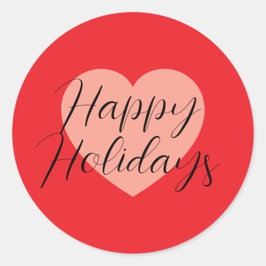 ハッピー・ホリデー メリー・クリスマス ホリデー・タイム ハート ラウンドシール (正面)