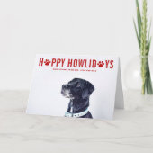 ハッピー ホリデー モダン タイポグラフィ 犬の写真 シーズンカード (正面)