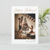 ハッピー ホリデー モダン ミニマリスト ゴールド カード (スタンド正面)