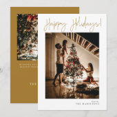 ハッピー ホリデー モダン ミニマリスト ゴールド カード (正面/裏面)