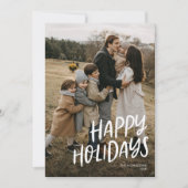 ハッピー ホリデー モダン レタリング シンプル ワン フォト シーズンカード (正面)
