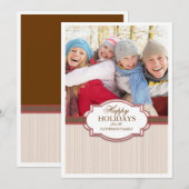 ハッピー ホリデー レッド & タン 大型写真カード グリーティング シーズンカード (正面/裏面)