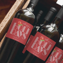 ハッピー ホリデー レトロ タイポグラフィー 赤 ワインラベル