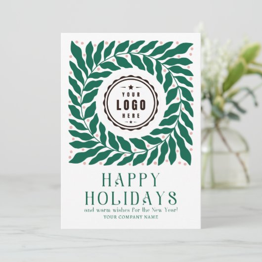 ハッピー ホリデー ロゴ モダン スクリプト コーポレート フォト シーズンカード (スタンド正面)
