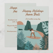ハッピー ホリデー ヴィンテージ サーフィン トロピカル ウェーブ シーズンカード (正面/裏面)