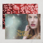 ハッピー ホリデー 偽の金のスクリプト シーズンカード (正面/裏面)