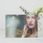 ハッピー ホリデー 偽の金のスクリプト シーズンカード (スタンド正面)