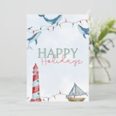 ハッピー ホリデー - 海洋 クジラ & ライトハウス シーズンカード (スタンド正面)