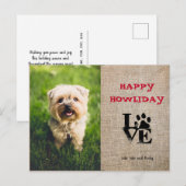 ハッピー ホリデー 犬好きのためのホリデー フォト カード (正面/裏面)