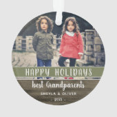 ハッピー・ホリデー 祖父母 写真 クリスマス オーナメント (裏面)