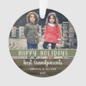 ハッピー・ホリデー 祖父母 写真 クリスマス オーナメント (正面)