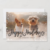 ハッピー ホワリデイズ スノー | ペットのクリスマス写真 シーズンカード (正面)