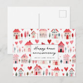 ハッピー ホーム アニバーサリー かわいい家 不動産 ポストカード (正面/裏面)