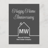 ハッピー ホーム アニバーサリー 不動産会社 グレー ポストカード (正面)